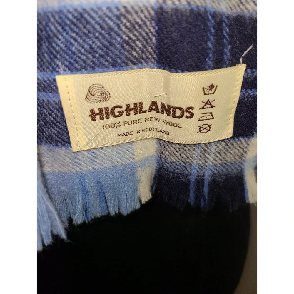 Highlands Blue Tartan 100% Wool Scarf, 12